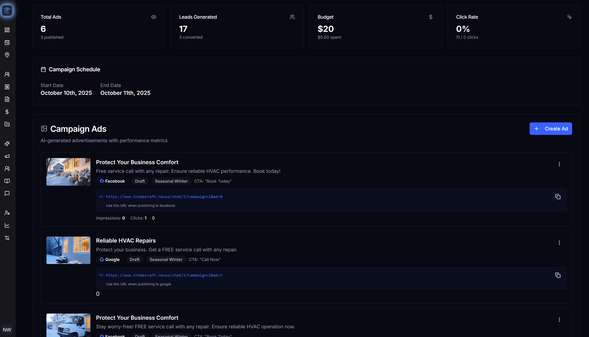 AI marketing studio generating ad creative for trade businesses